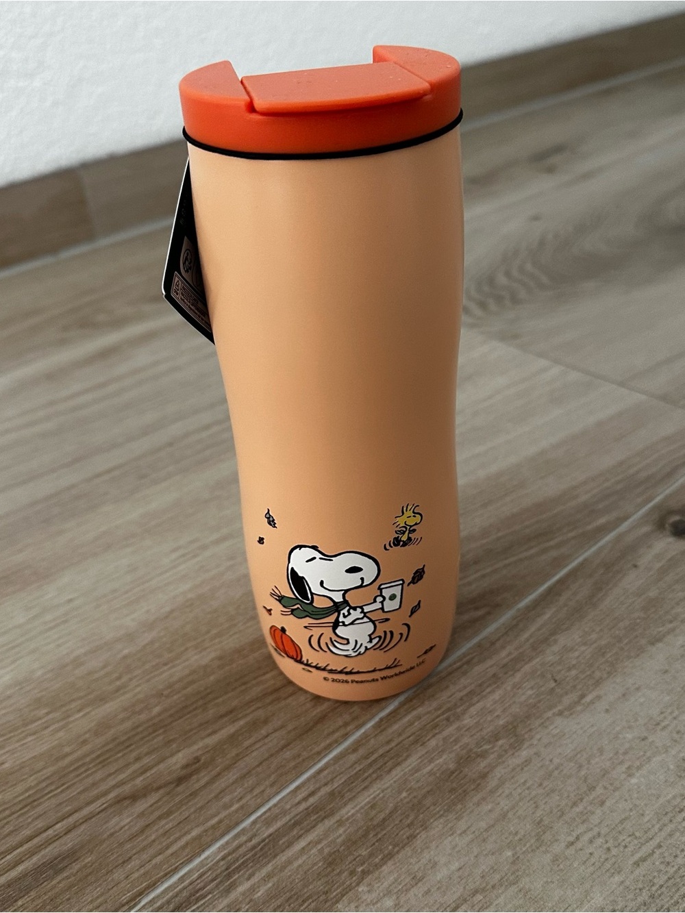 Starbucks Peanuts Snoopy Orange Tumbler Travel Mug 16oz
